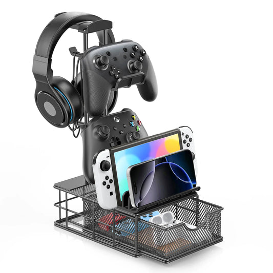 Headphone Stand with Drawer Headset & Controller Holder for Desk Earphone Stand Organizer Universal Gaming PC Accessories Storag