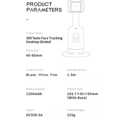 360-Degree Follow-Up Gimbal Stabilizer With AI Face Tracking