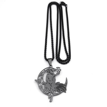 Smoking Witch Broom Moon Necklace