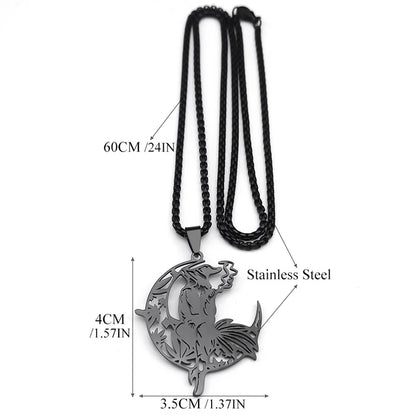 Smoking Witch Broom Moon Necklace