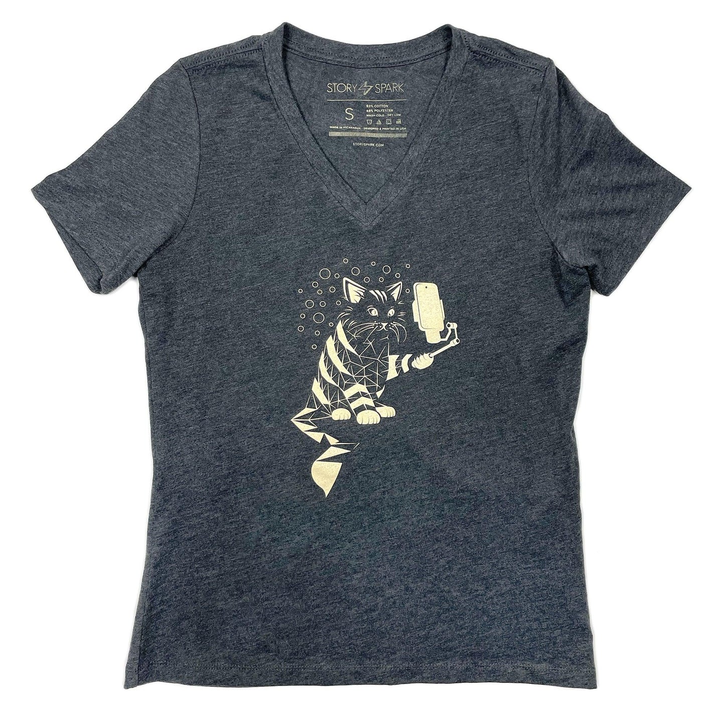 Snap Cat Womens V-neck T-shirt