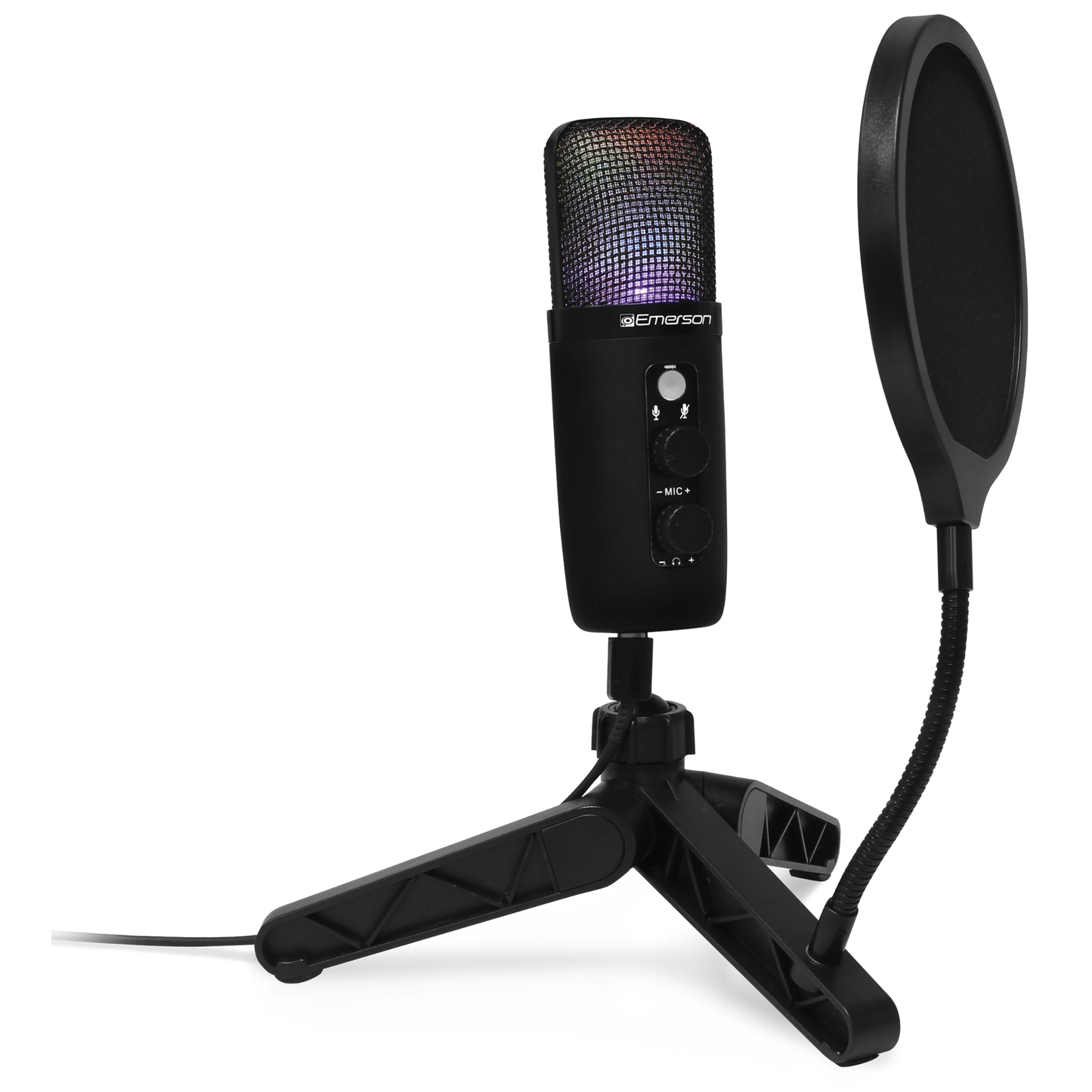 USB Gaming and Streaming Condenser Microphone with LED Lighting