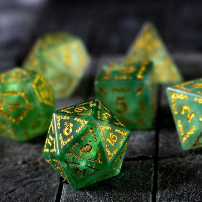 Vine Spike Green Fluorite Gemstone DND Dice Set