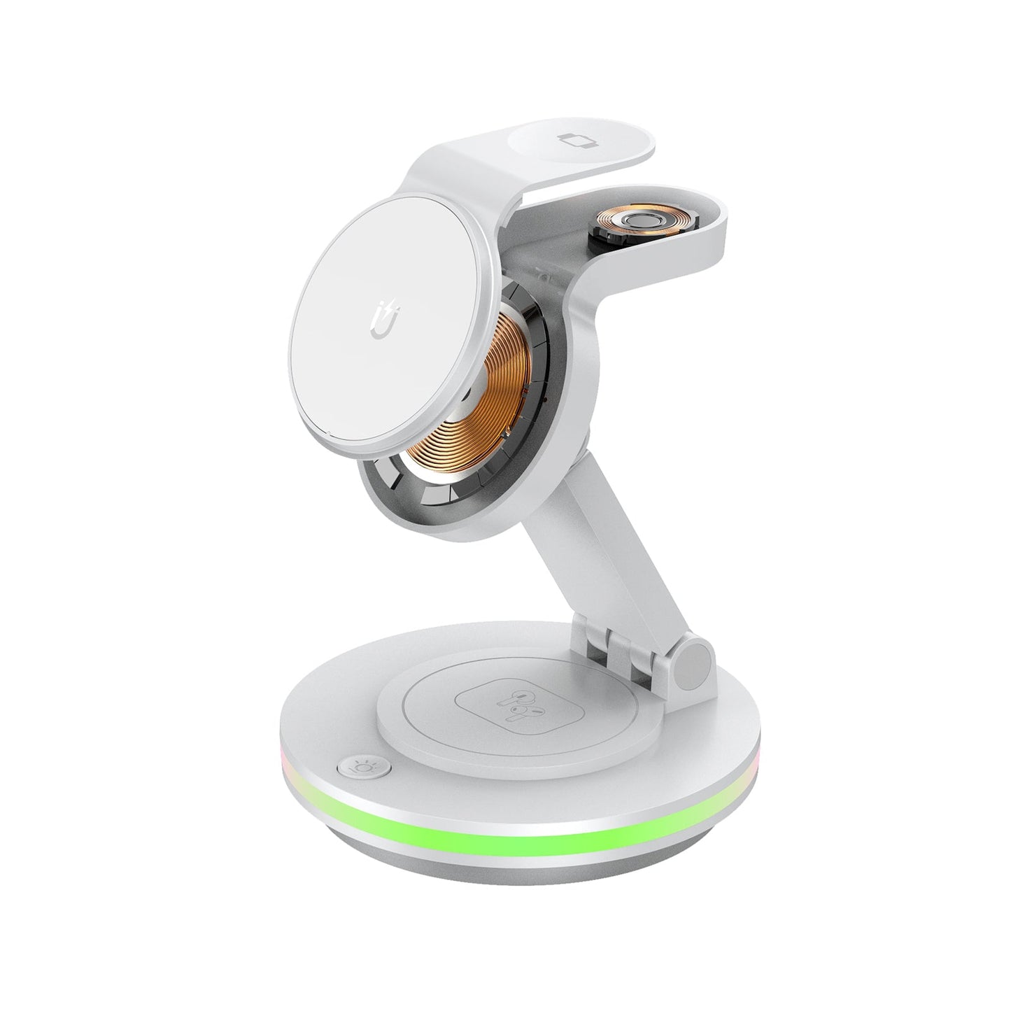 Foldable 4-in-1 Magnetic Wireless Charging Station with 7-Color Night Light for iPhone, Apple Watch & AirPods