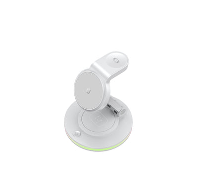 Foldable 4-in-1 Magnetic Wireless Charging Station with 7-Color Night Light for iPhone, Apple Watch & AirPods