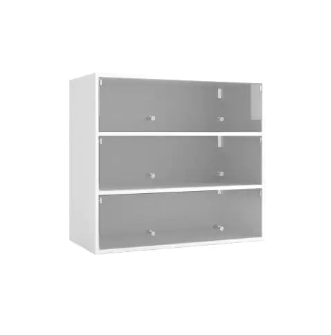 Luminous RGB LED White Shoe Cabinet with Glass Doors