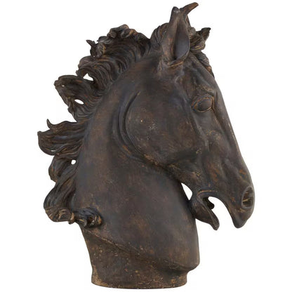 7 In. X 25 In. Brown Polystone Horse Sculpture