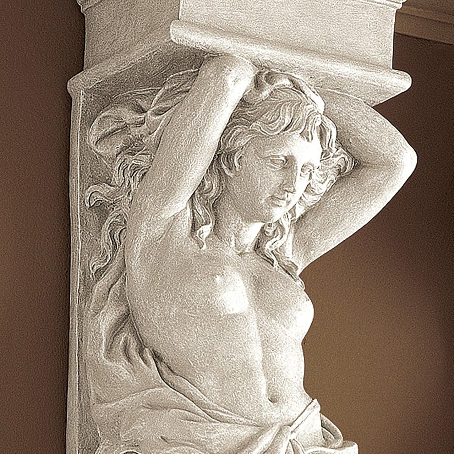 Exquisite  Caryatid Wall Sculpture in Antique Stone - 8.5" x 7