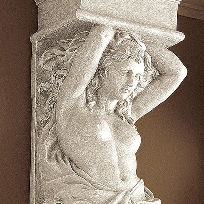 Exquisite  Caryatid Wall Sculpture in Antique Stone - 8.5" x 7