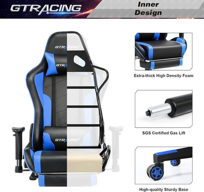 Bluetooth Gaming Chair With Footrest And Built In Speakers