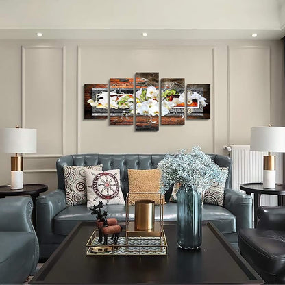 Stunning 5-Piece Orchid Canvas Wall Art - Large Abstract Flower Prints for Modern Living Room Decor - Framed & Ready to Hang!