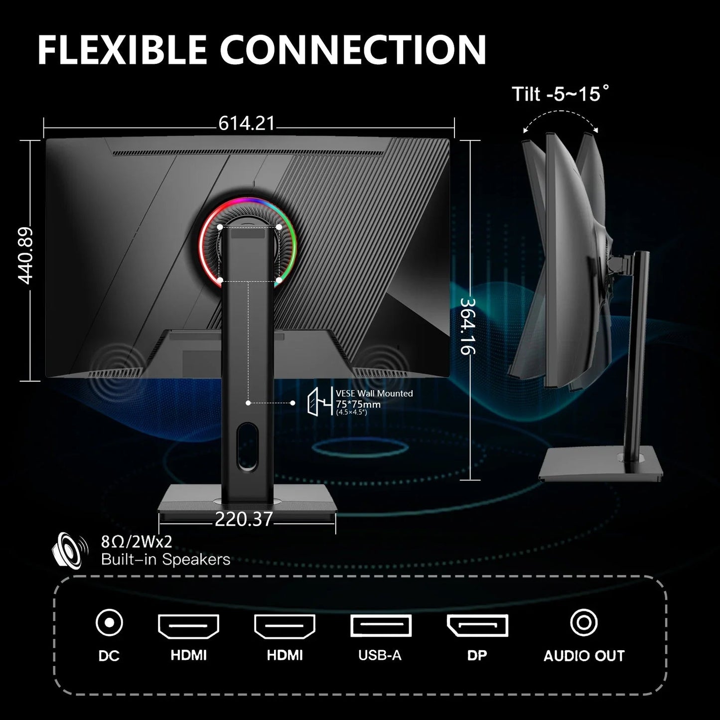 Rehisk 27Inch Curved 180Hz QHD 2K HDR10 Support Gaming Monitor - RE272KV2
