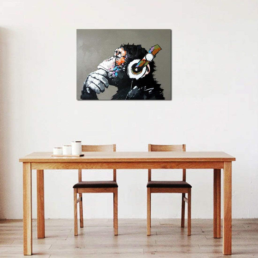 Vibrant Hand-Painted Monkey and Gorilla Oil Canvas Art - Perfect for Living Room Wall Decor!