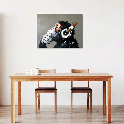 Vibrant Hand-Painted Monkey and Gorilla Oil Canvas Art - Perfect for Living Room Wall Decor!