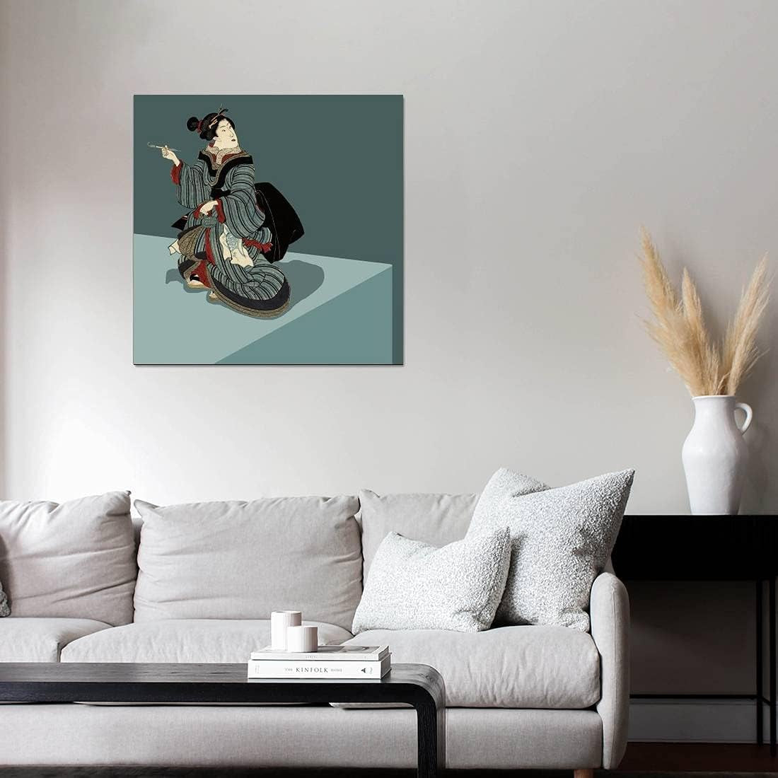 Elegant Japanese Geisha Canvas Art - Stunning Ukiyo-e Wall Decor for Home & Office - Ready to Hang 24x24 Inch Collection