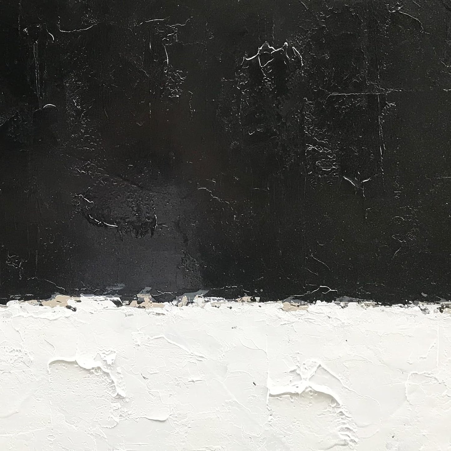 Stunning Hand-Painted Black and White Abstract Canvas Art - Modern Minimalist 76x76cm Decorative Oil Painting for Home Walls