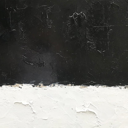 Stunning Hand-Painted Black and White Abstract Canvas Art - Modern Minimalist 76x76cm Decorative Oil Painting for Home Walls