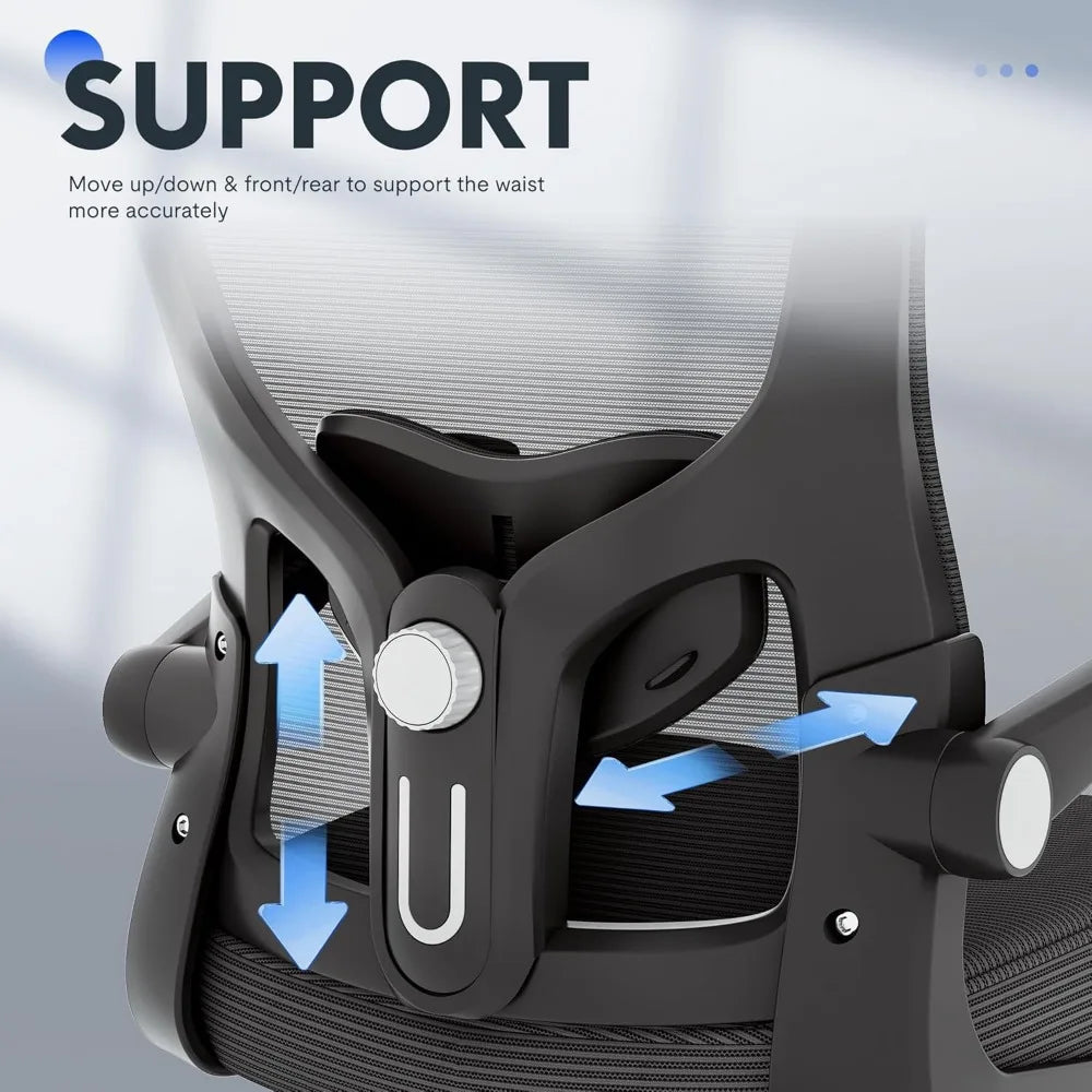 Ergonomic Office Chairs Mesh Computer Desk Chair with 3D Flip-Up Armrests Adjustable Headrest and Lumbar Support Comfy High Bac