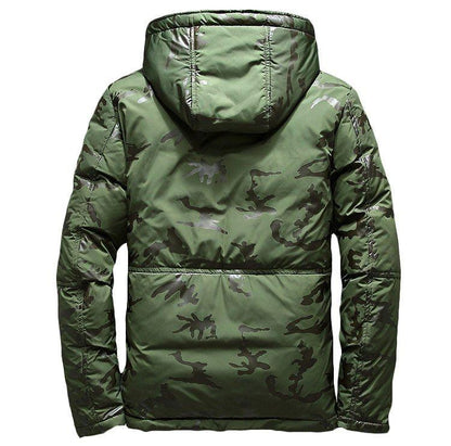 Camouflage Men's Hooded Winter Parka - Slim Fit, Windproof & Warm for Casual Adventures