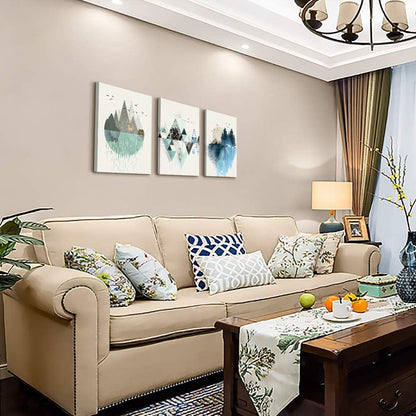 Stunning 3-Piece Abstract Mountain Geometry Canvas Wall Art Set - Perfect for Living Room, Office, Bedroom, and Bathroom Décor - 12x16 Inch Panels