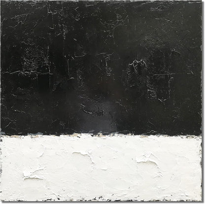 Stunning Hand-Painted Black and White Abstract Canvas Art - Modern Minimalist 76x76cm Decorative Oil Painting for Home Walls