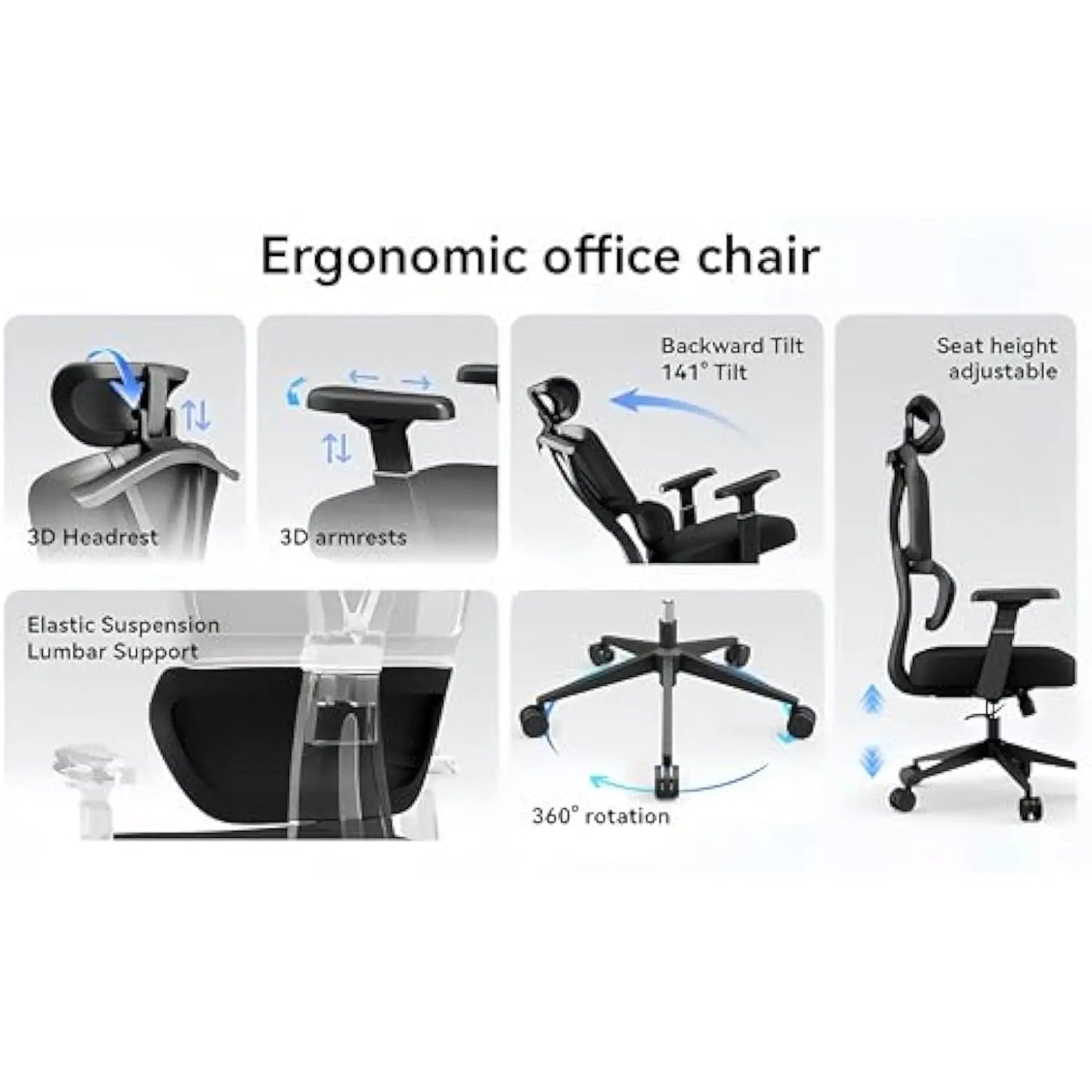 Ergonomic Office Chairs, Home Office Desk Chairs,Black Mesh Office Chair Good for Gaming, Business Meeting, Indoor.