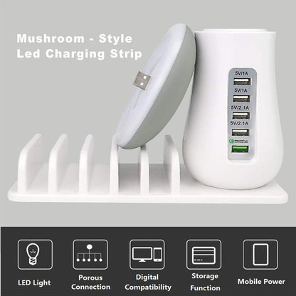 2 In 1 Mushroom Lamp LED USB Charger