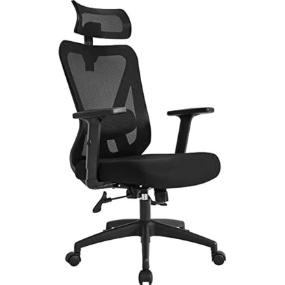 Ergonomic Office Chair High Back Mesh Computer Chair with Adjustable Headrest and Lumbar Support and 2D Armrest for Home Offic