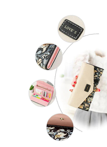 Chic Women's Leather Clutch Wallet & Card Holder