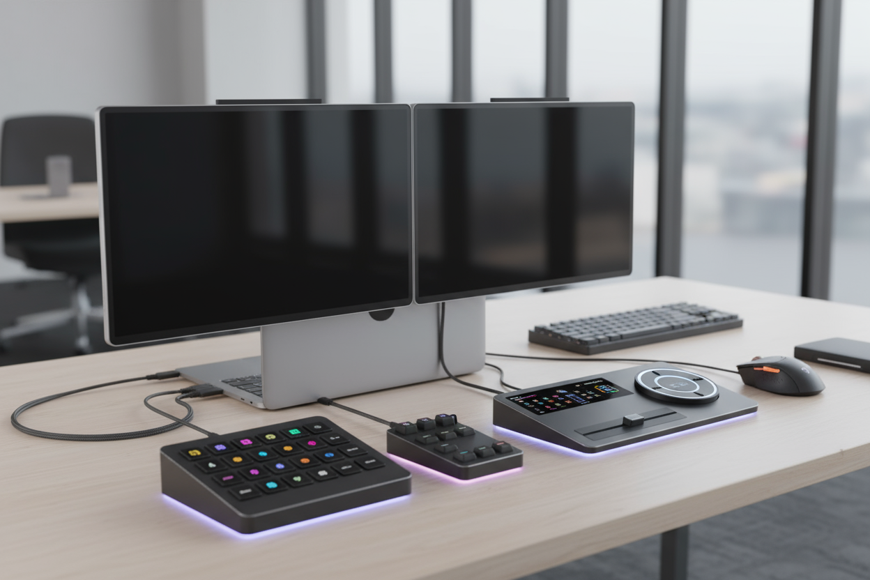 Computer accessories like extended screens, mini control panels