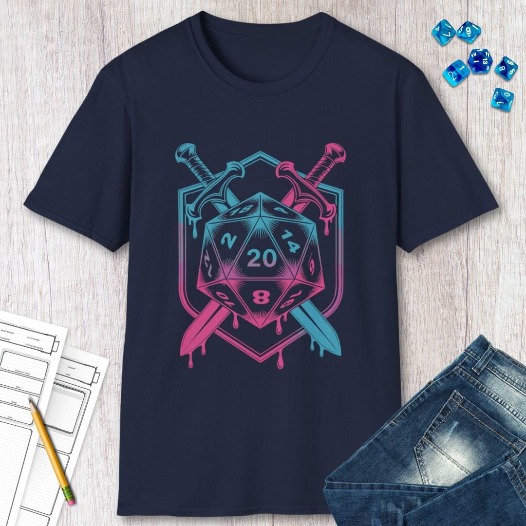 D20 Dice Sword Crest T-Shirt
