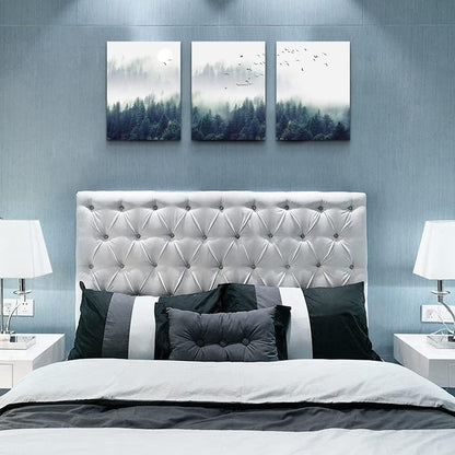 Enchanting Foggy Forest 3-Piece Canvas Wall Art Set - Stretched & Framed Landscape Decor for Living Room, Bedroom, or Office - Ready to Hang 12"x16" Panels