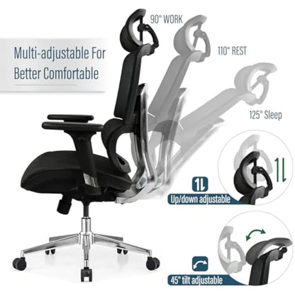 Ergonomic Mesh Office Chair with 3D Adjustable Armrest,High Back Desk Computer Chair Ergo3D Ergonomic with Wheels for Home & Of