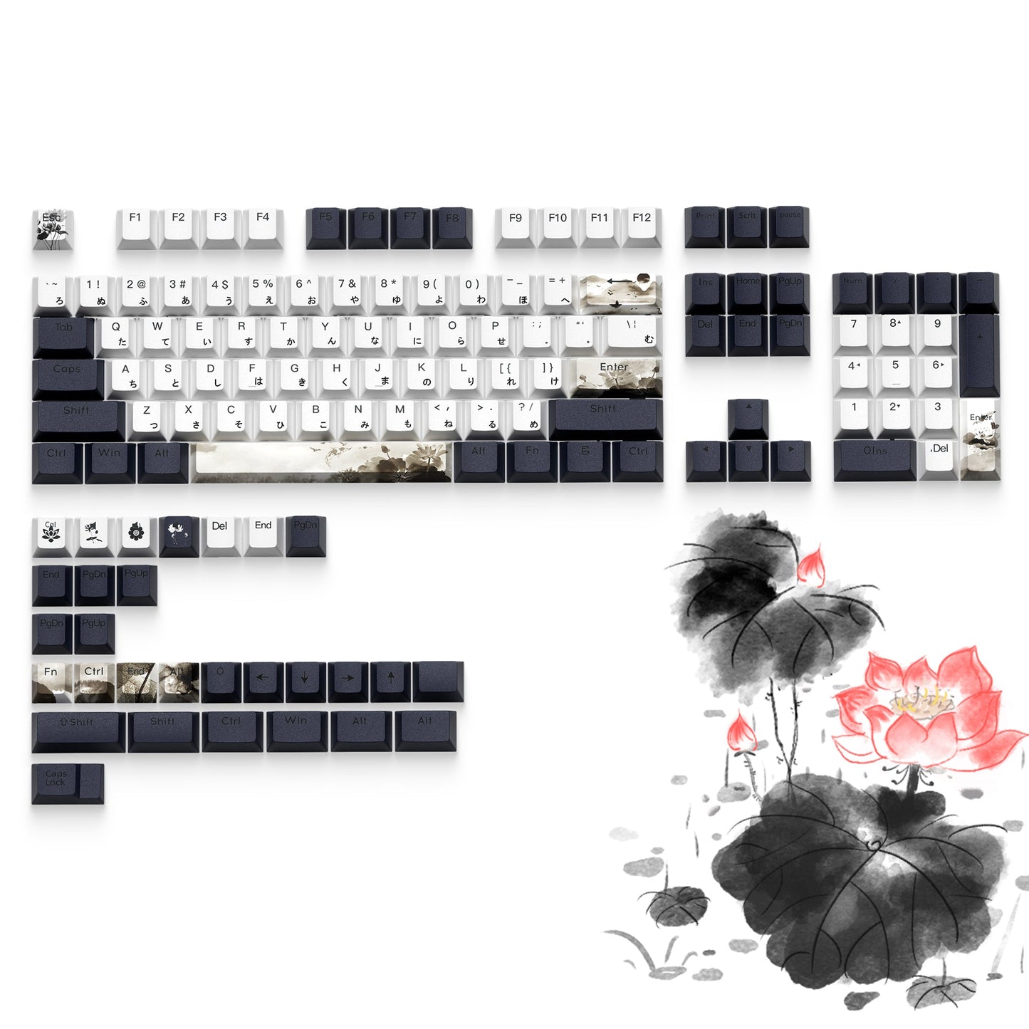 XVX  Lotus Cherry Profile Shine Through Double shot  5-sided Dye-Sub PBT Keycap Set (133-Key)