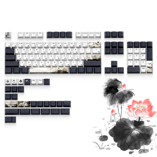XVX  Lotus Cherry Profile Shine Through Double shot  5-sided Dye-Sub PBT Keycap Set (133-Key)