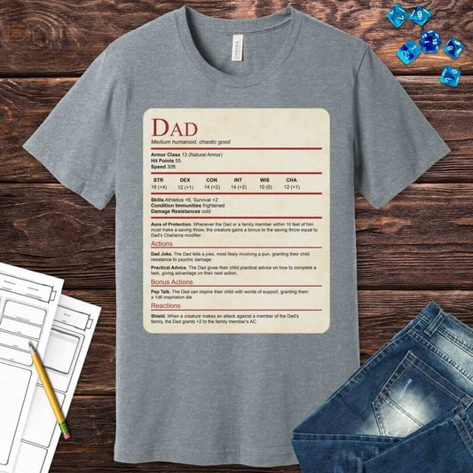 DnD Dad Shirt With Stat Block