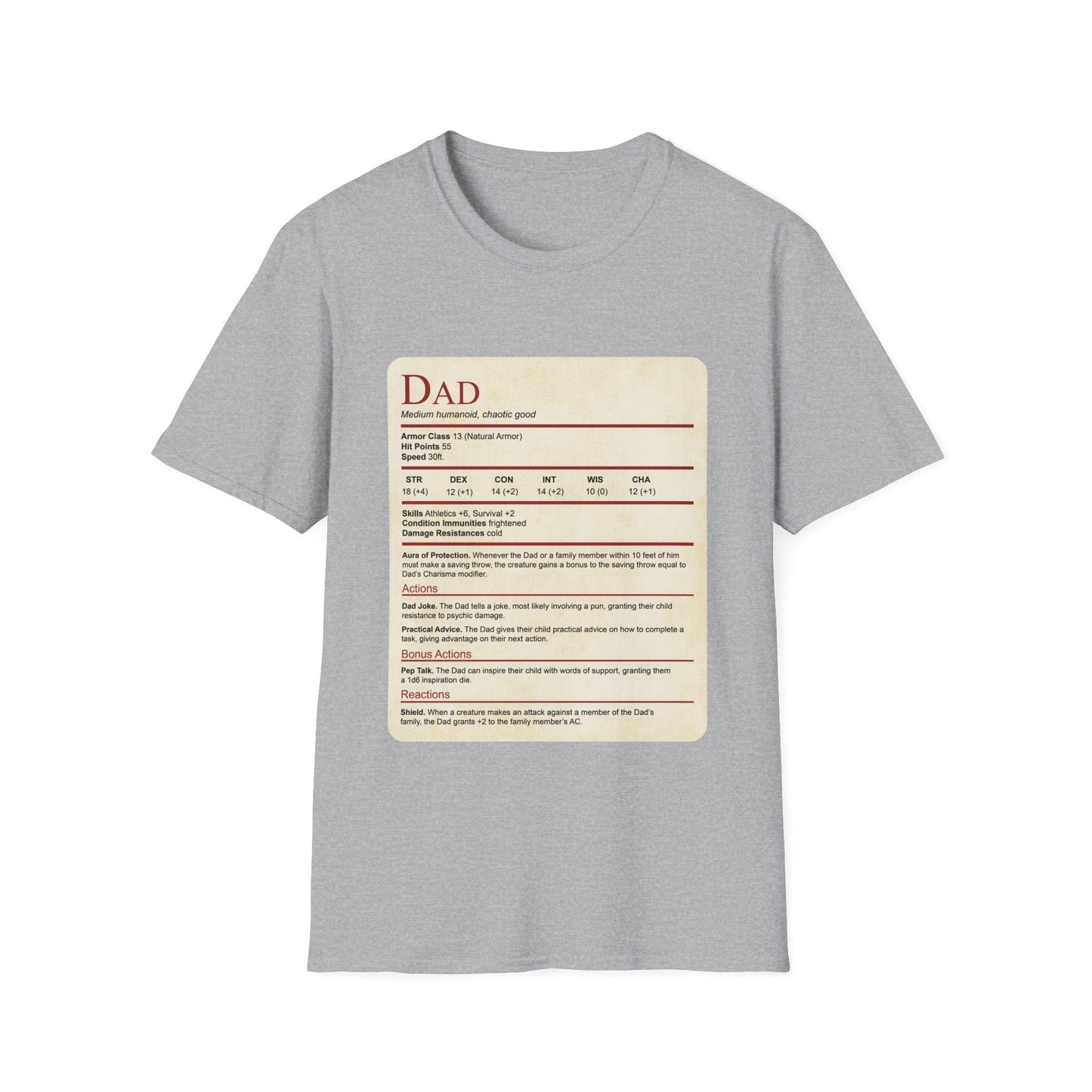 DnD Dad Shirt With Stat Block