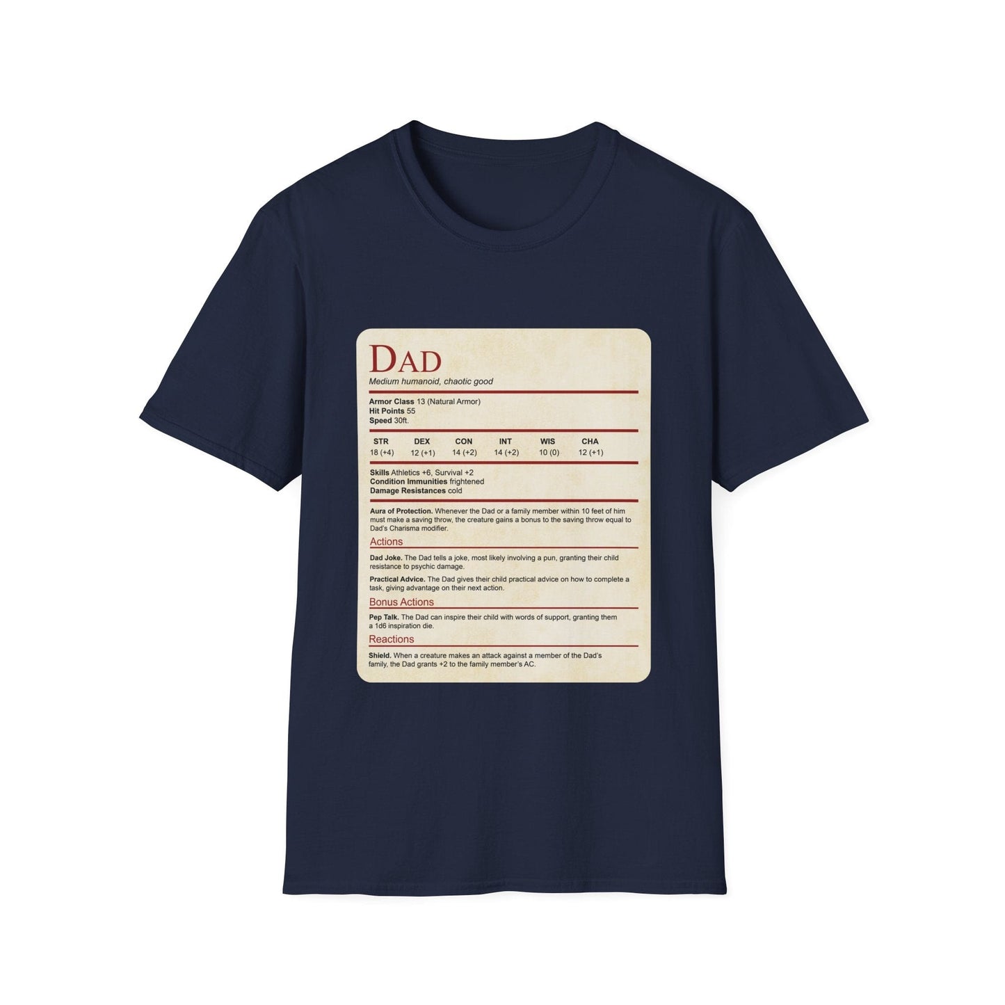 DnD Dad Shirt With Stat Block