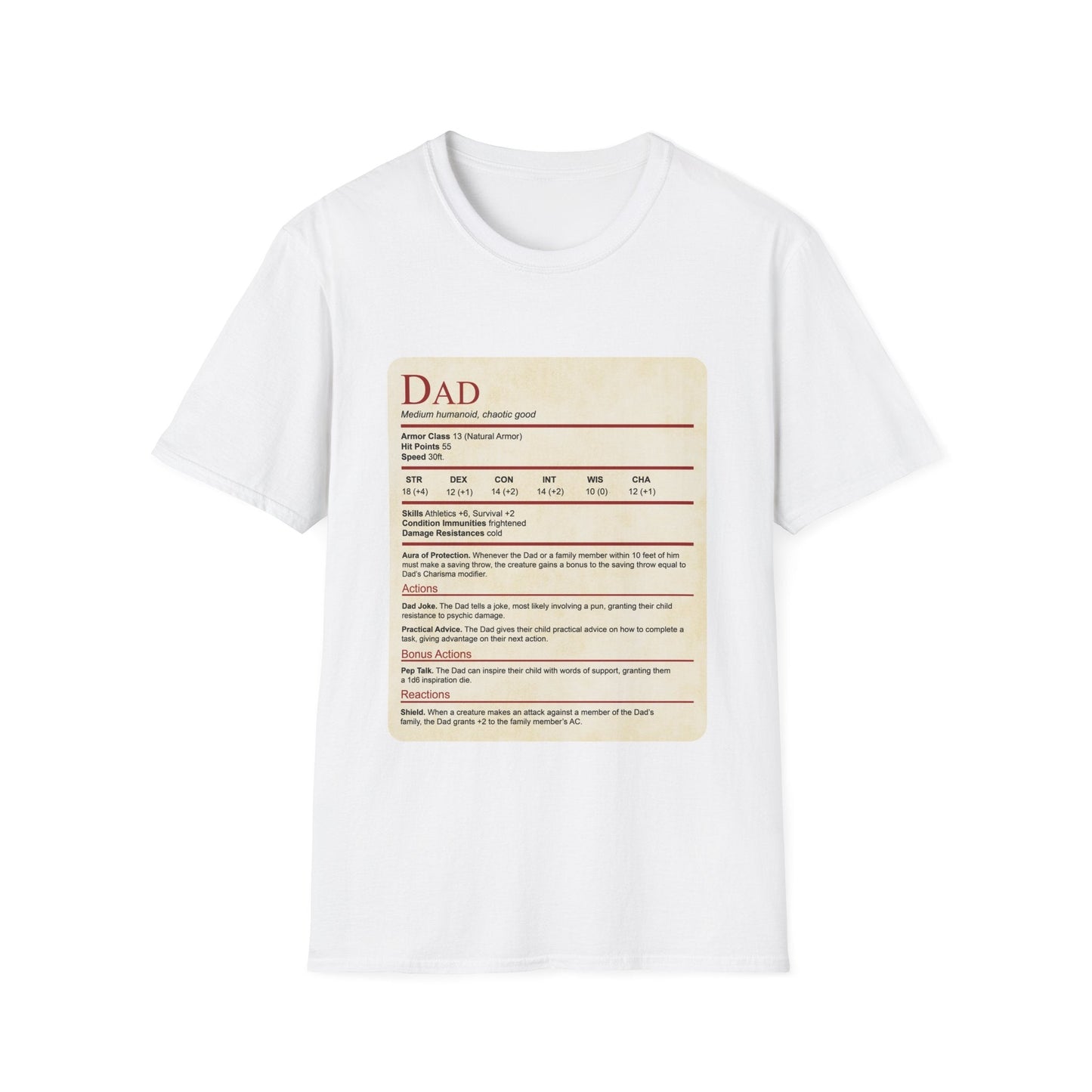 DnD Dad Shirt With Stat Block