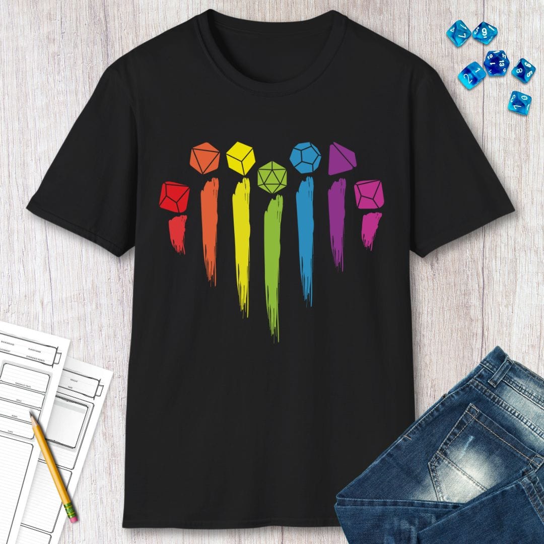 DnD Pride Shirt with Dice Rainbow