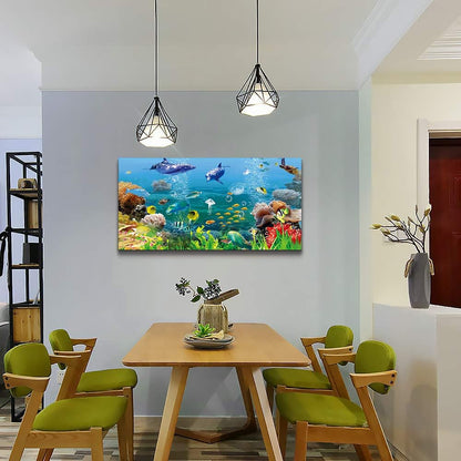 Stunning Coral and Fish Canvas Wall Art - Modern Ocean Theme Decor Ready to Hang for Your Living Room