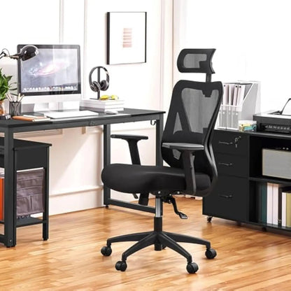 Ergonomic Office Chair High Back Mesh Computer Chair with Adjustable Headrest and Lumbar Support and 2D Armrest for Home Offic