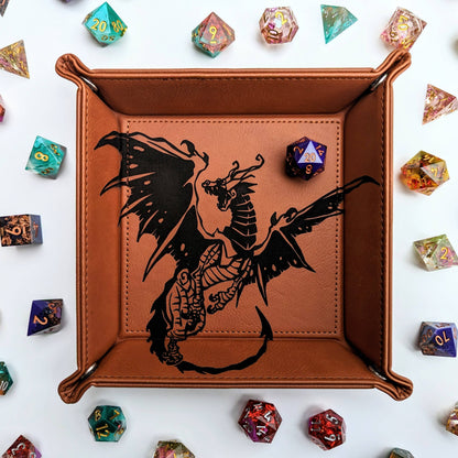 Spawn of Tiamat - D&D Vegan Leather Dice Rolling Tray