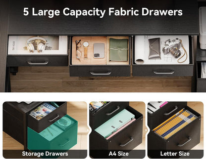 79 Inch L Shaped Desk with File Drawers, Reversible L Shaped Gaming