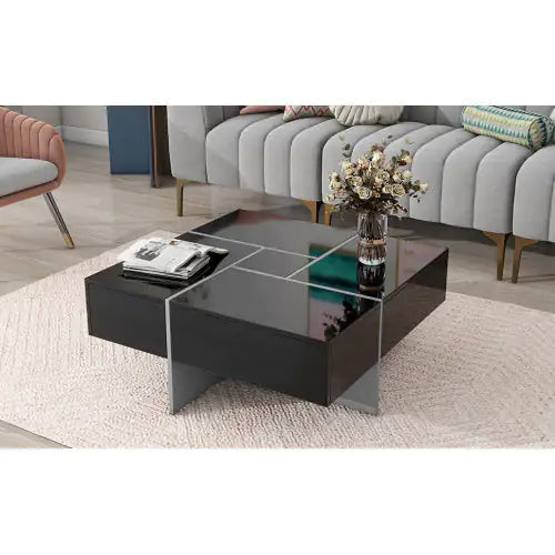 Elegant Square Coffee Table with Concealed Storage