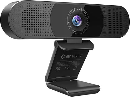 EMEET 1080P Webcam with Microphone, C960 Web Camera, 2 Mics, 90° FOV, USB Type-A & A-to-C Adapter, Plug&Play Computer Camera for Online Calling/Conferencing, Zoom/Teams/Facetime/YouTube, 2025 Version