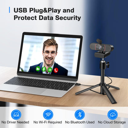 EMEET 1080P Webcam with Microphone, C960 Web Camera, 2 Mics, 90° FOV, USB Type-A & A-to-C Adapter, Plug&Play Computer Camera for Online Calling/Conferencing, Zoom/Teams/Facetime/YouTube, 2025 Version