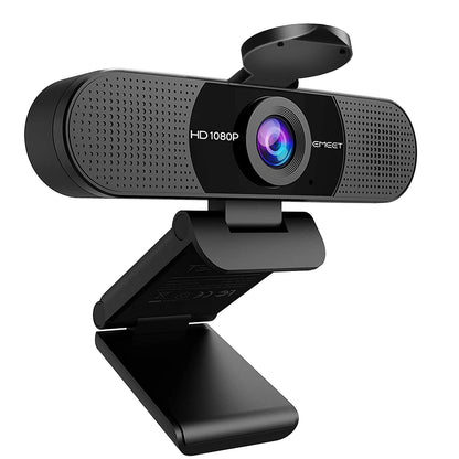 EMEET 1080P Webcam with Microphone, C960 Web Camera, 2 Mics, 90° FOV, USB Type-A & A-to-C Adapter, Plug&Play Computer Camera for Online Calling/Conferencing, Zoom/Teams/Facetime/YouTube, 2025 Version