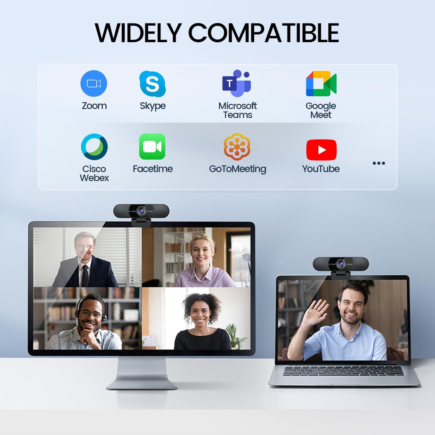 EMEET 1080P Webcam with Microphone, C960 Web Camera, 2 Mics, 90° FOV, USB Type-A & A-to-C Adapter, Plug&Play Computer Camera for Online Calling/Conferencing, Zoom/Teams/Facetime/YouTube, 2025 Version