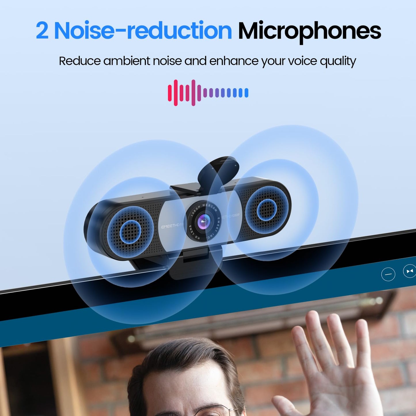 EMEET 1080P Webcam with Microphone, C960 Web Camera, 2 Mics, 90° FOV, USB Type-A & A-to-C Adapter, Plug&Play Computer Camera for Online Calling/Conferencing, Zoom/Teams/Facetime/YouTube, 2025 Version